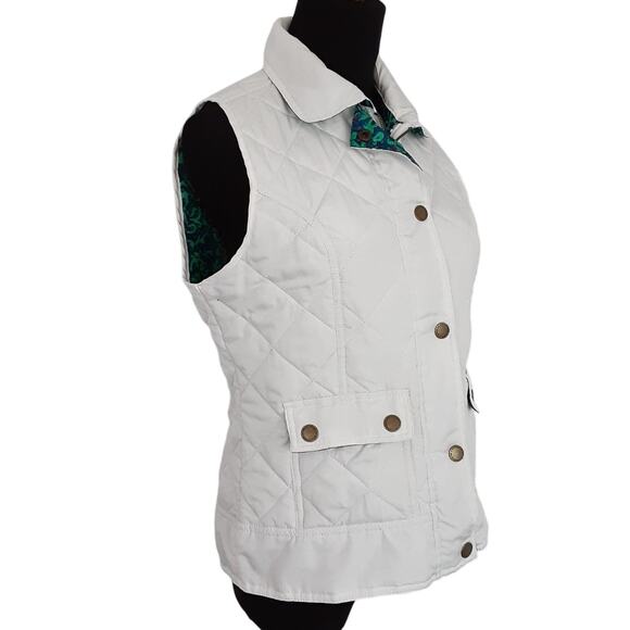 Caribbean Joe Winter White Puffer Vest Quilted Reversible Utility Women S Petite - Picture 4 of 13